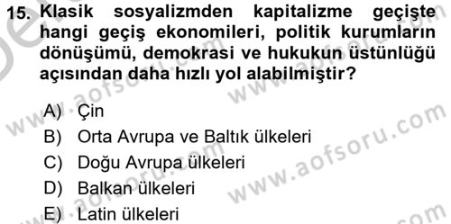 Uluslararası Politik Ekonomi Dersi 2016 - 2017 Yılı 3 Ders Sınav Soruları 15. Soru