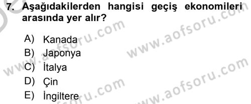 Uluslararası Politik Ekonomi Dersi 2016 - 2017 Yılı 3 Ders Sınav Soruları 7. Soru