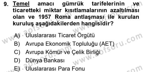 Uluslararası Politik Ekonomi Dersi 2016 - 2017 Yılı 3 Ders Sınav Soruları 9. Soru