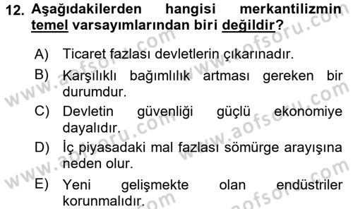 Uluslararası Politik Ekonomi Dersi 2016 - 2017 Yılı (Vize) Ara Sınav Soruları 12. Soru