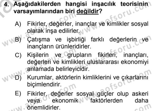 Uluslararası Politik Ekonomi Dersi 2016 - 2017 Yılı (Vize) Ara Sınav Soruları 4. Soru