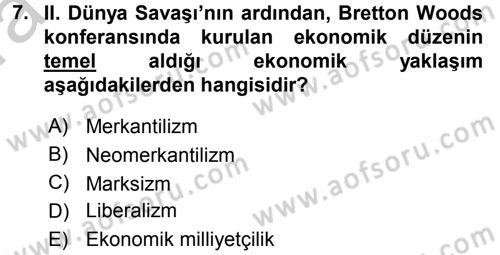 Uluslararası Politik Ekonomi Dersi 2016 - 2017 Yılı (Vize) Ara Sınav Soruları 7. Soru