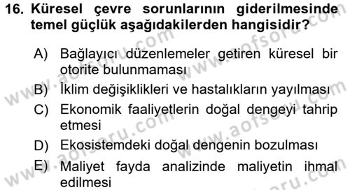 Uluslararası Politik Ekonomi Dersi 2016 - 2017 Yılı (Final) Dönem Sonu Sınav Soruları 16. Soru