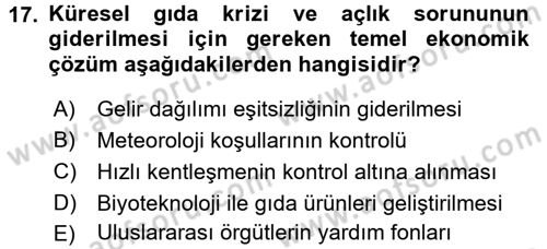 Uluslararası Politik Ekonomi Dersi 2016 - 2017 Yılı (Final) Dönem Sonu Sınav Soruları 17. Soru