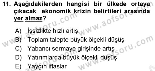 Uluslararası Politik Ekonomi Dersi 2017 - 2018 Yılı 3 Ders Sınav Soruları 11. Soru