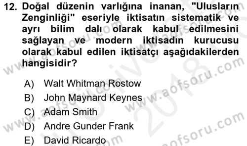 Uluslararası Politik Ekonomi Dersi 2017 - 2018 Yılı 3 Ders Sınav Soruları 12. Soru