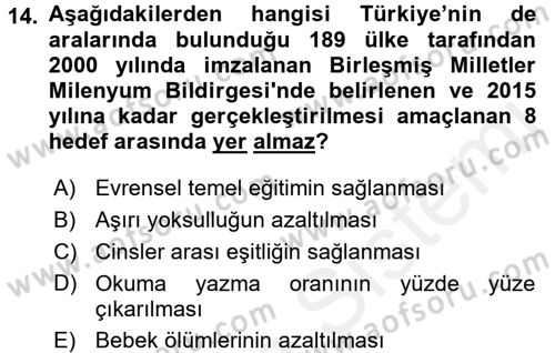 Uluslararası Politik Ekonomi Dersi 2017 - 2018 Yılı 3 Ders Sınav Soruları 14. Soru