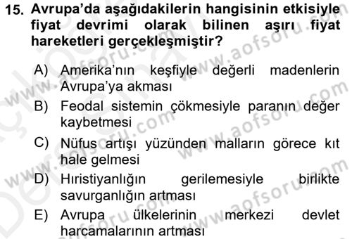 Uluslararası Politik Ekonomi Dersi 2017 - 2018 Yılı 3 Ders Sınav Soruları 15. Soru
