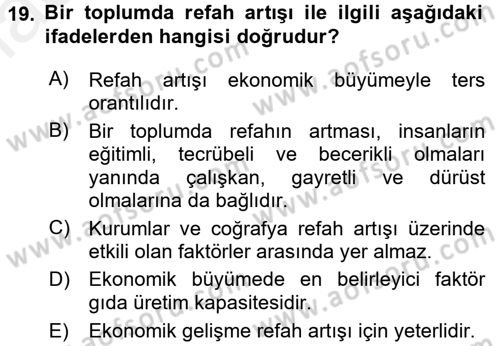 Uluslararası Politik Ekonomi Dersi 2017 - 2018 Yılı 3 Ders Sınav Soruları 19. Soru