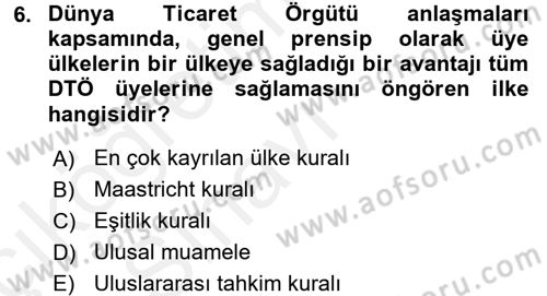 Uluslararası Politik Ekonomi Dersi 2017 - 2018 Yılı 3 Ders Sınav Soruları 6. Soru