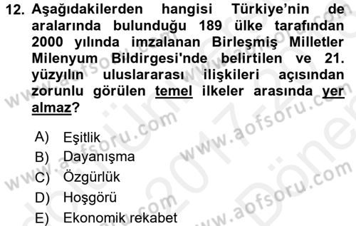 Uluslararası Politik Ekonomi Dersi 2017 - 2018 Yılı (Final) Dönem Sonu Sınav Soruları 12. Soru