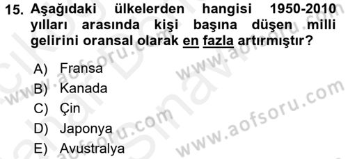 Uluslararası Politik Ekonomi Dersi 2017 - 2018 Yılı (Final) Dönem Sonu Sınav Soruları 15. Soru