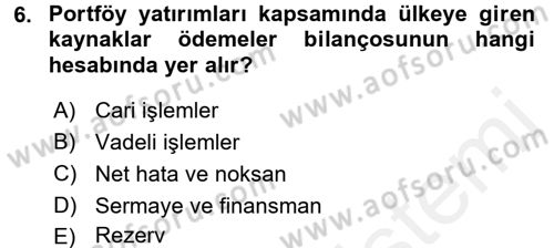 Uluslararası Politik Ekonomi Dersi 2017 - 2018 Yılı (Final) Dönem Sonu Sınav Soruları 6. Soru