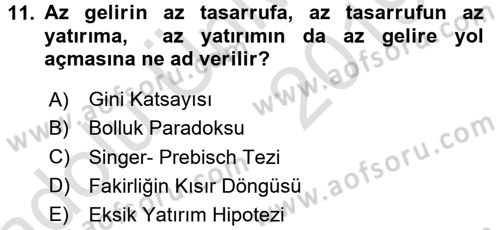 Uluslararası Politik Ekonomi Dersi 2018 - 2019 Yılı 3 Ders Sınav Soruları 11. Soru