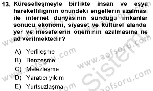 Uluslararası Politik Ekonomi Dersi 2018 - 2019 Yılı 3 Ders Sınav Soruları 13. Soru