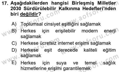 Uluslararası Politik Ekonomi Dersi 2018 - 2019 Yılı 3 Ders Sınav Soruları 17. Soru