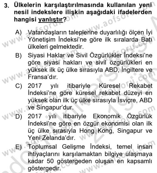 Uluslararası Politik Ekonomi Dersi 2018 - 2019 Yılı 3 Ders Sınav Soruları 3. Soru