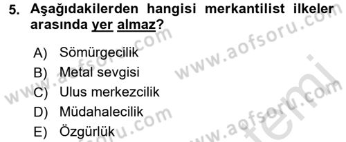 Uluslararası Politik Ekonomi Dersi 2018 - 2019 Yılı 3 Ders Sınav Soruları 5. Soru