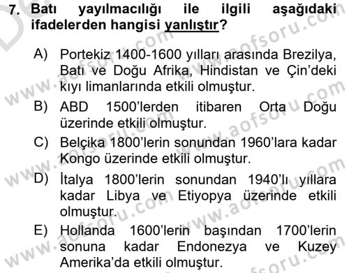 Uluslararası Politik Ekonomi Dersi 2018 - 2019 Yılı 3 Ders Sınav Soruları 7. Soru