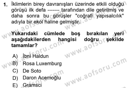Uluslararası Politik Ekonomi Dersi 2018 - 2019 Yılı (Vize) Ara Sınav Soruları 1. Soru