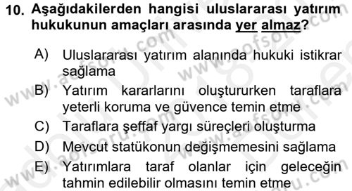 Uluslararası Politik Ekonomi Dersi 2018 - 2019 Yılı (Final) Dönem Sonu Sınav Soruları 10. Soru