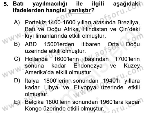 Uluslararası Politik Ekonomi Dersi 2018 - 2019 Yılı (Final) Dönem Sonu Sınav Soruları 5. Soru
