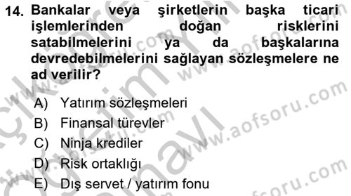 Uluslararası Politik Ekonomi Dersi 2018 - 2019 Yılı Yaz Okulu Sınav Soruları 14. Soru