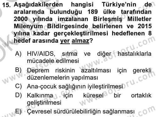 Uluslararası Politik Ekonomi Dersi 2018 - 2019 Yılı Yaz Okulu Sınav Soruları 15. Soru
