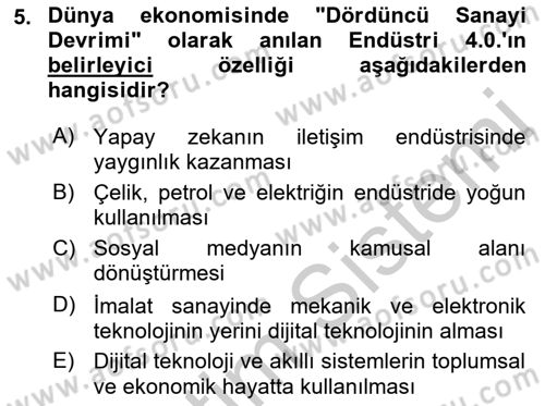 Uluslararası Politik Ekonomi Dersi 2018 - 2019 Yılı Yaz Okulu Sınav Soruları 5. Soru