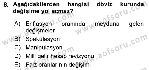 Uluslararası Politik Ekonomi Dersi 2018 - 2019 Yılı Yaz Okulu Sınav Soruları 8. Soru