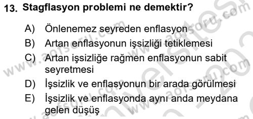 Uluslararası Politik Ekonomi Dersi 2020 - 2021 Yılı Yaz Okulu Sınav Soruları 13. Soru