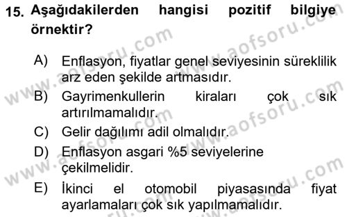 Uluslararası Politik Ekonomi Dersi 2020 - 2021 Yılı Yaz Okulu Sınav Soruları 15. Soru