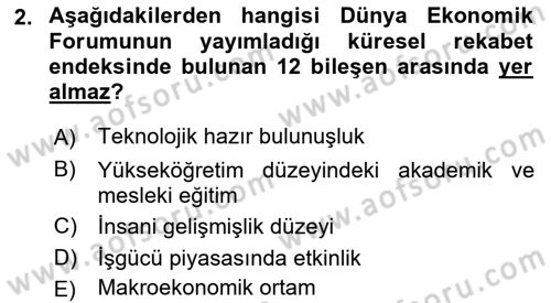 Uluslararası Politik Ekonomi Dersi 2020 - 2021 Yılı Yaz Okulu Sınav Soruları 2. Soru