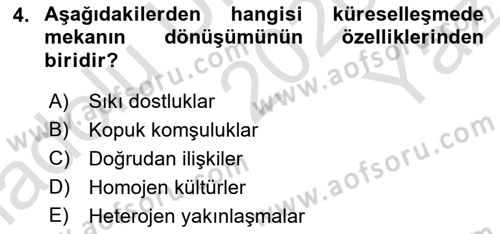 Uluslararası Politik Ekonomi Dersi 2020 - 2021 Yılı Yaz Okulu Sınav Soruları 4. Soru