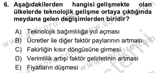 Uluslararası Politik Ekonomi Dersi 2020 - 2021 Yılı Yaz Okulu Sınav Soruları 6. Soru