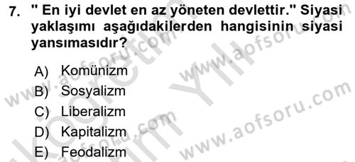 Uluslararası Politik Ekonomi Dersi 2020 - 2021 Yılı Yaz Okulu Sınav Soruları 7. Soru