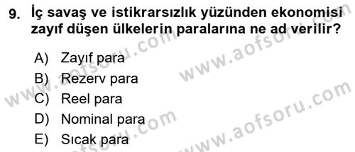 Uluslararası Politik Ekonomi Dersi 2020 - 2021 Yılı Yaz Okulu Sınav Soruları 9. Soru