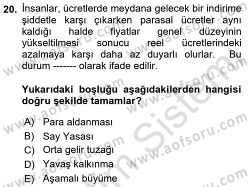 Uluslararası Politik Ekonomi Dersi 2021 - 2022 Yılı (Vize) Ara Sınav Soruları 20. Soru