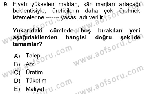 Uluslararası Politik Ekonomi Dersi 2021 - 2022 Yılı (Vize) Ara Sınav Soruları 9. Soru
