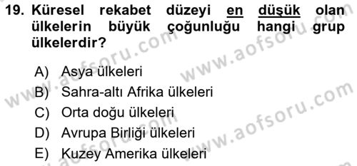 Uluslararası Politik Ekonomi Dersi 2021 - 2022 Yılı (Final) Dönem Sonu Sınav Soruları 19. Soru