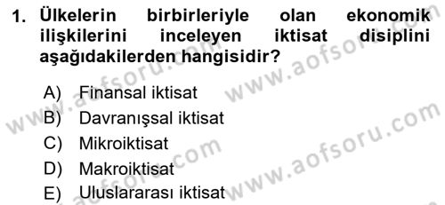 Uluslararası Politik Ekonomi Dersi 2021 - 2022 Yılı Yaz Okulu Sınav Soruları 1. Soru