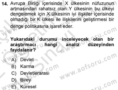 Uluslararası Politik Ekonomi Dersi 2021 - 2022 Yılı Yaz Okulu Sınav Soruları 14. Soru