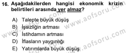Uluslararası Politik Ekonomi Dersi 2021 - 2022 Yılı Yaz Okulu Sınav Soruları 16. Soru