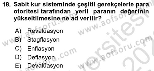 Uluslararası Politik Ekonomi Dersi 2021 - 2022 Yılı Yaz Okulu Sınav Soruları 18. Soru