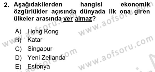 Uluslararası Politik Ekonomi Dersi 2021 - 2022 Yılı Yaz Okulu Sınav Soruları 2. Soru