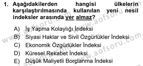 Uluslararası Politik Ekonomi Dersi 2022 - 2023 Yılı Yaz Okulu Sınav Soruları 1. Soru