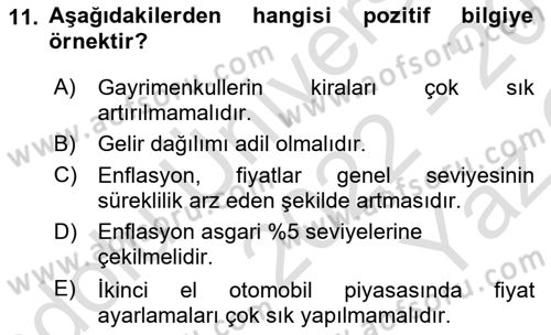 Uluslararası Politik Ekonomi Dersi 2022 - 2023 Yılı Yaz Okulu Sınav Soruları 11. Soru