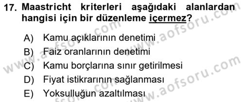 Uluslararası Politik Ekonomi Dersi 2022 - 2023 Yılı Yaz Okulu Sınav Soruları 17. Soru