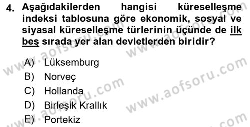 Uluslararası Politik Ekonomi Dersi 2022 - 2023 Yılı Yaz Okulu Sınav Soruları 4. Soru