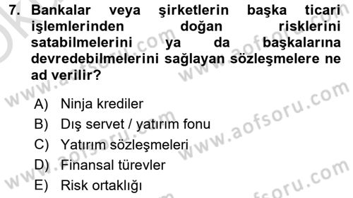 Uluslararası Politik Ekonomi Dersi 2022 - 2023 Yılı Yaz Okulu Sınav Soruları 7. Soru